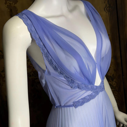 CARTER'S vintage 1950s nightgown slip dress, ethereal periwinkle Grecian Goddess lingerie dress