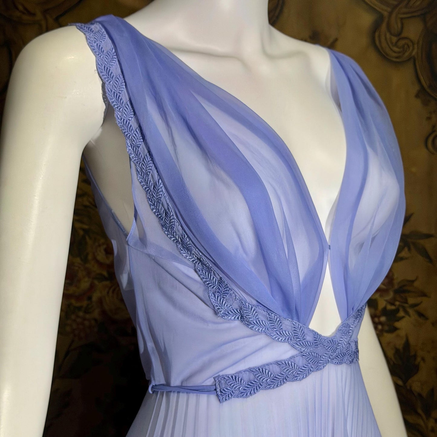 CARTER'S vintage 1950s nightgown slip dress, ethereal periwinkle Grecian Goddess lingerie dress