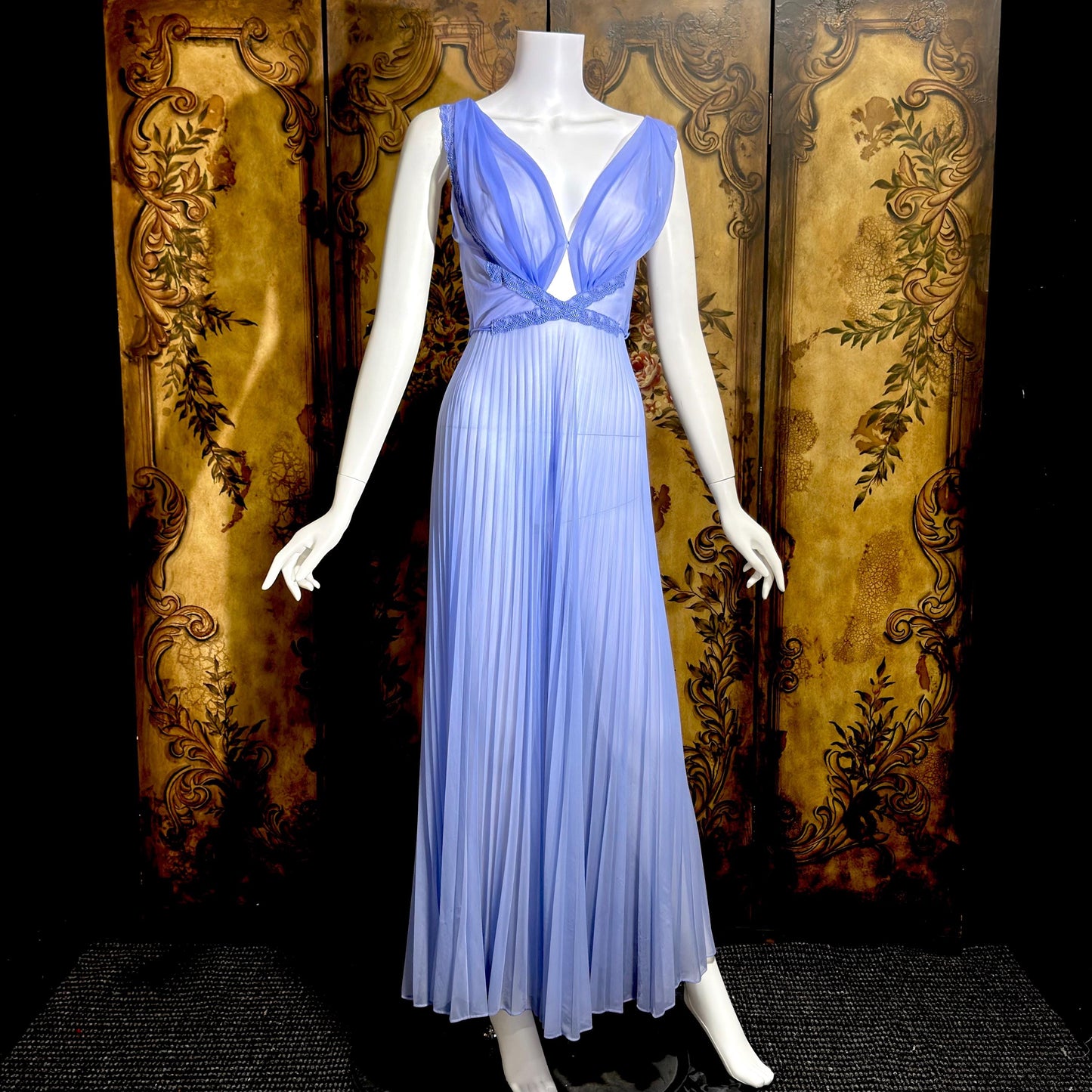 CARTER'S vintage 1950s nightgown slip dress, ethereal periwinkle Grecian Goddess lingerie dress
