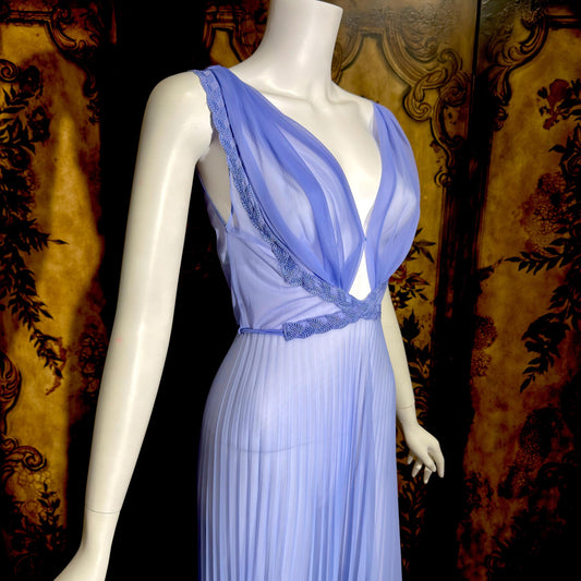 CARTER'S vintage 1950s nightgown slip dress, ethereal periwinkle Grecian Goddess lingerie dress