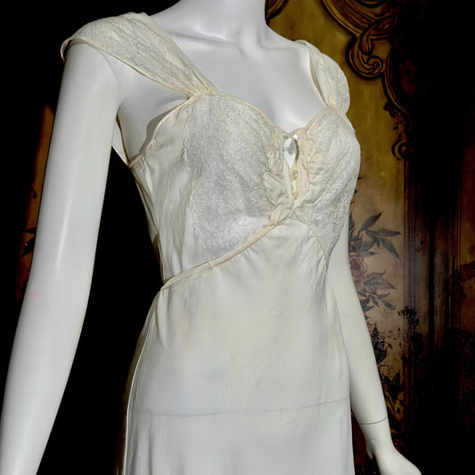 1950s Vintage Nightgown Slip Dress, Custom Made White Wedding Lingerie Dress