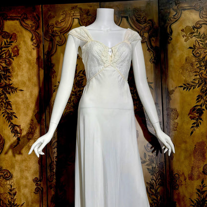 1950s Vintage Nightgown Slip Dress, Custom Made White Wedding Lingerie Dress