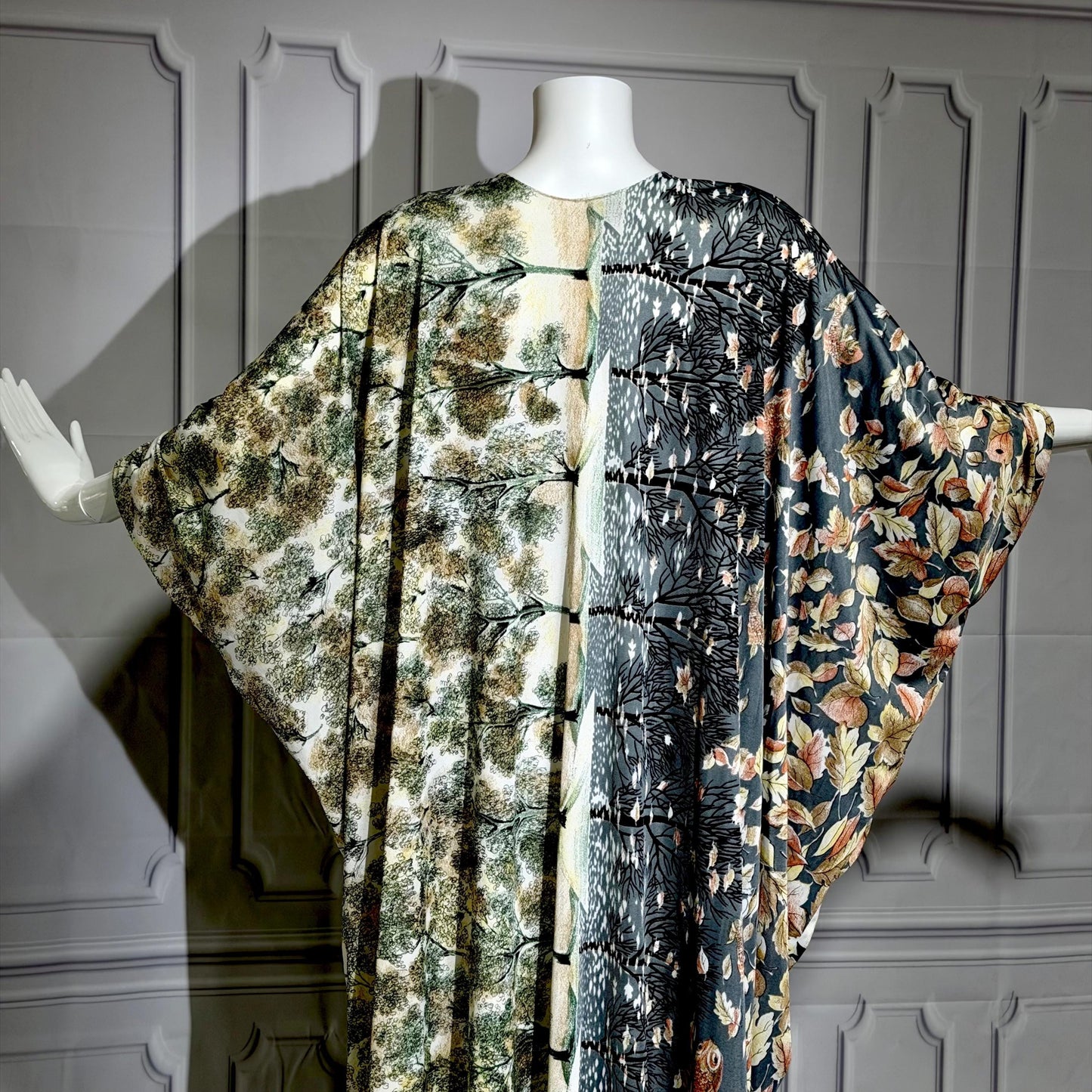 GEORGIE KEYLOUN Vintage 1960s Kaftan Dress, Op Art Koi Fish Party Hostess Caftan