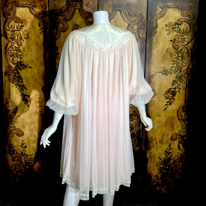 LUCIE ANN Claire Sandra peignoir set, vintage 1960s sassy pink short lingerie gown set