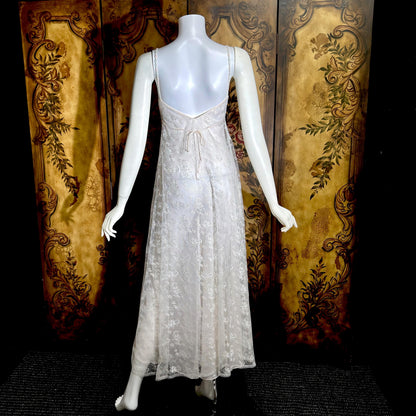JONQUIL vintage nightgown slip dress, 1990s NEIMAN MARCUS white lace bridal wedding lingerie gown