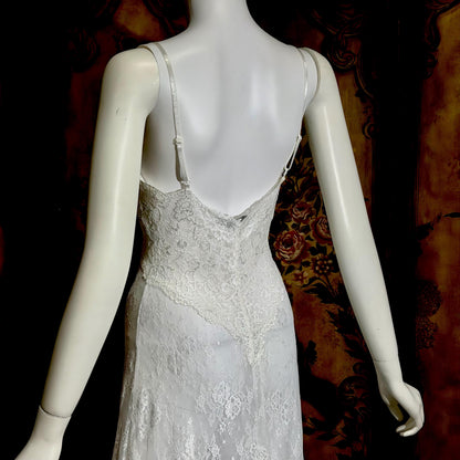 CLAIRE PETTIBONE vintage Y2K nightgown slip dress, snowy white lace bridal wedding lingerie gown