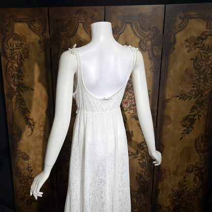 CLAIRE PETTIBONE vintage Y2K nightgown slip dress, snowy white lace bridal wedding lingerie gown