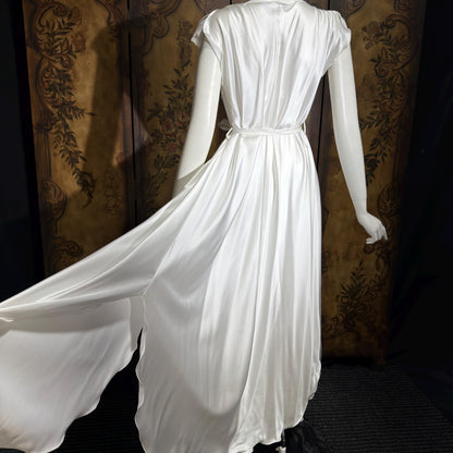 GEORGETTE TRABOLSI Vintage nightgown robe peignoir set, 1980s white lingerie dress set