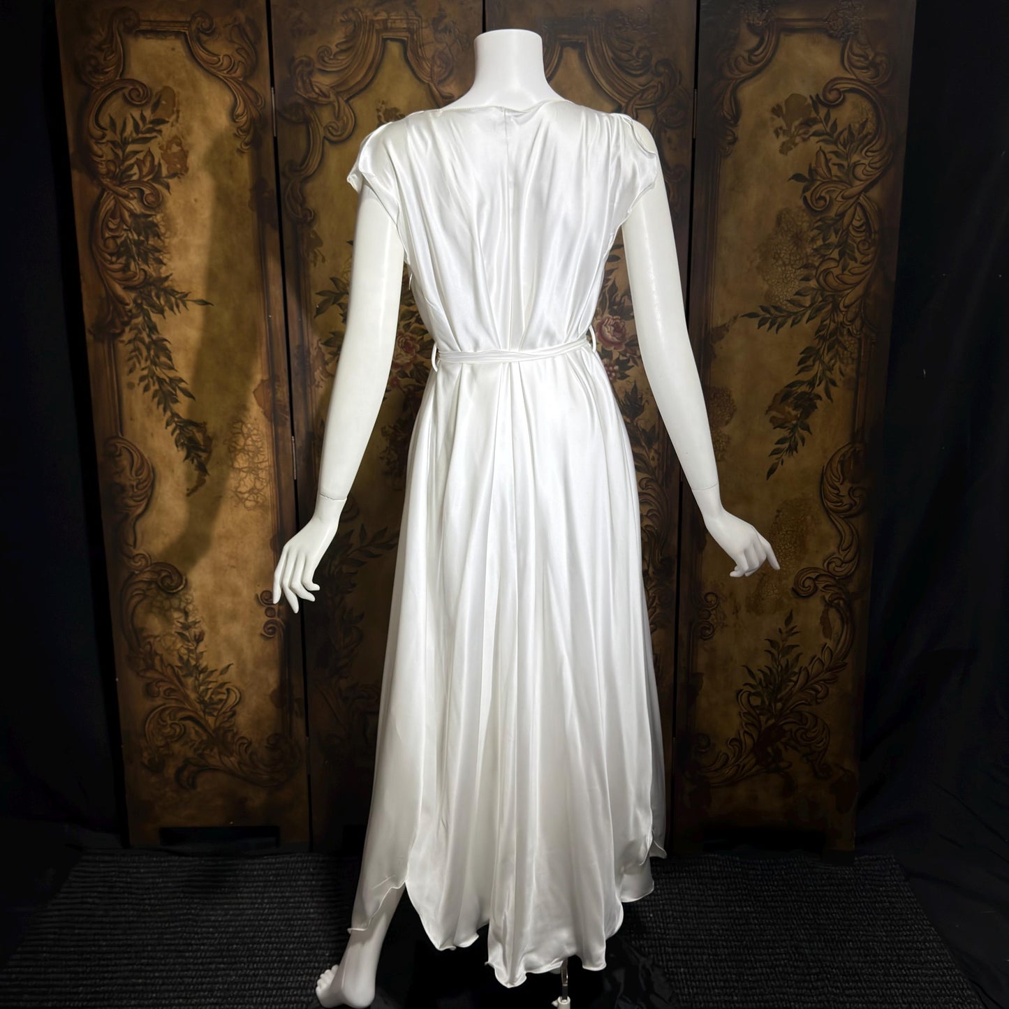 GEORGETTE TRABOLSI Vintage nightgown robe peignoir set, 1980s white lingerie dress set