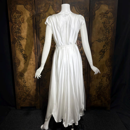 GEORGETTE TRABOLSI Vintage nightgown robe peignoir set, 1980s white lingerie dress set