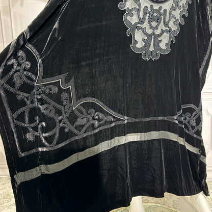 NEIMAN MARCUS vintage evening dress caftan, 1980s black velvet kaftan hostess gown