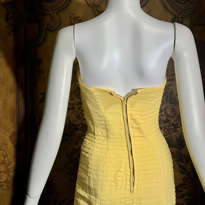 SUZY PERETTE Vintage evening dress, 1950s Yellow wiggle cocktail dress