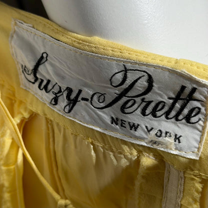 SUZY PERETTE Vintage evening dress, 1950s Yellow wiggle cocktail dress