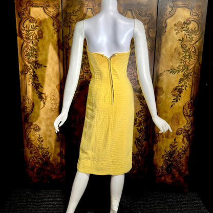 SUZY PERETTE Vintage evening dress, 1950s Yellow wiggle cocktail dress