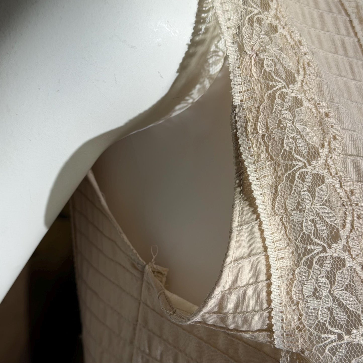 1970s Vintage evening wedding Dress, Blush Taupe Mexican Boho cotton crochet gown