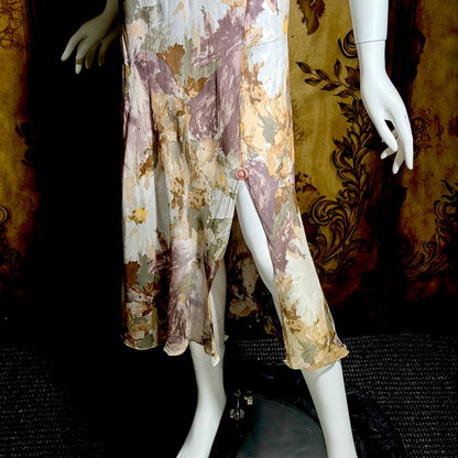 CAROL PERETZ Vintage evening cocktail dress, 1990s Sheer Floral Silk Slip Dress