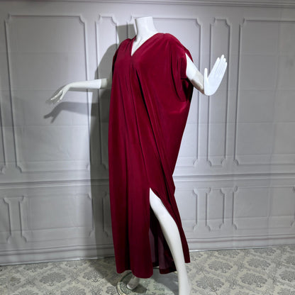 HALSTON IV vintage 1970s Kaftan evening dress, Bergdorf Dorian Burgundy Red Velour Caftan Dress