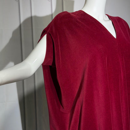 HALSTON IV vintage 1970s Kaftan evening dress, Bergdorf Dorian Burgundy Red Velour Caftan Dress