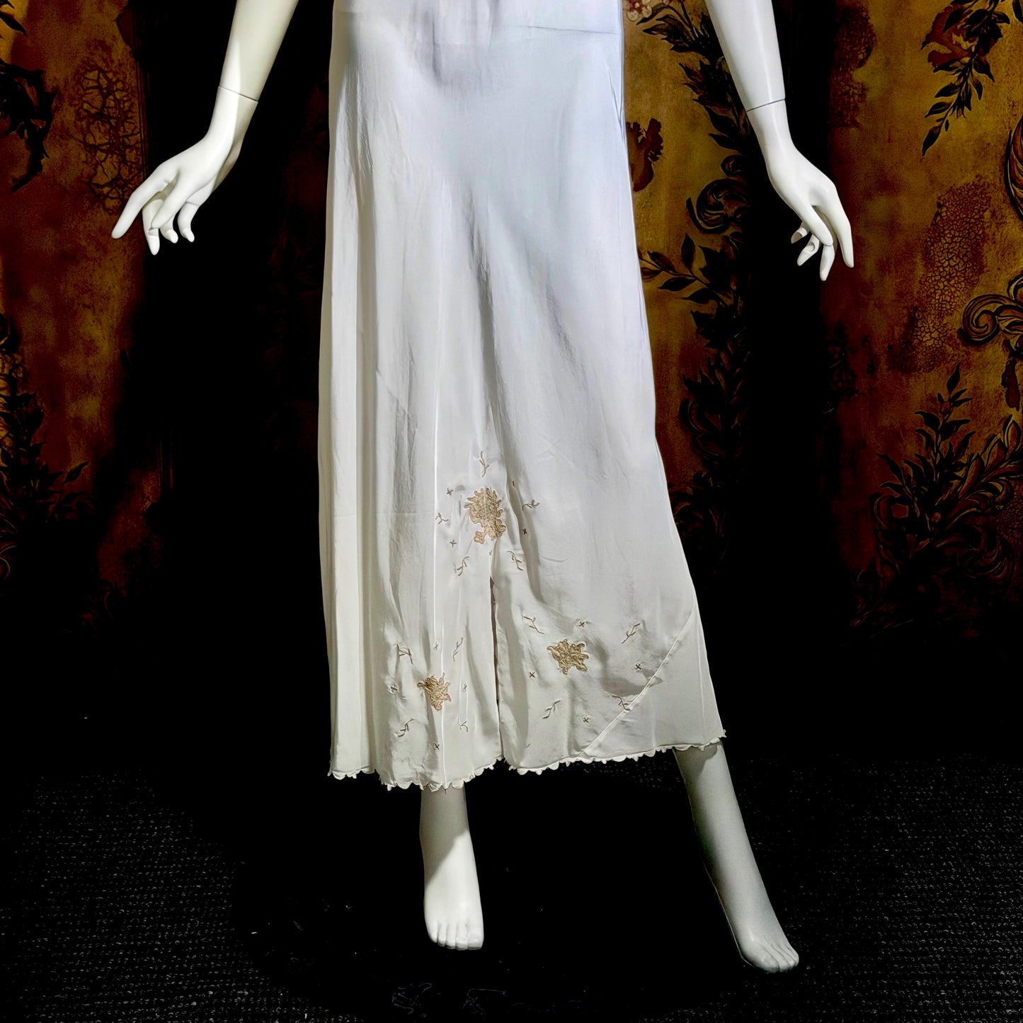 1930s vintage Nightgown slip dress, White lace & cutwork lingerie dress