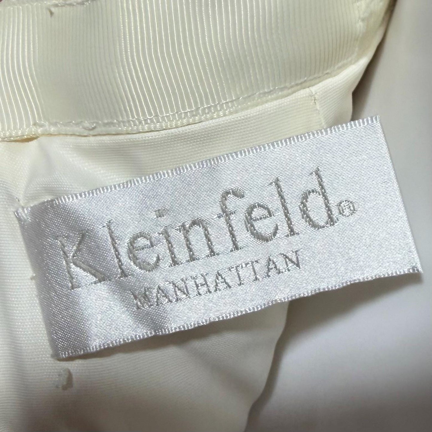 JIM HJELM vintage wedding dress gown, KLEINFELD 1990s white lace slip dress w train