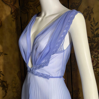 CARTER'S vintage 1950s nightgown slip dress, ethereal periwinkle Grecian Goddess lingerie dress