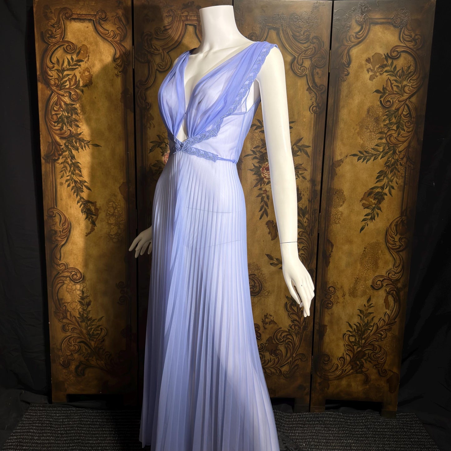 CARTER'S vintage 1950s nightgown slip dress, ethereal periwinkle Grecian Goddess lingerie dress