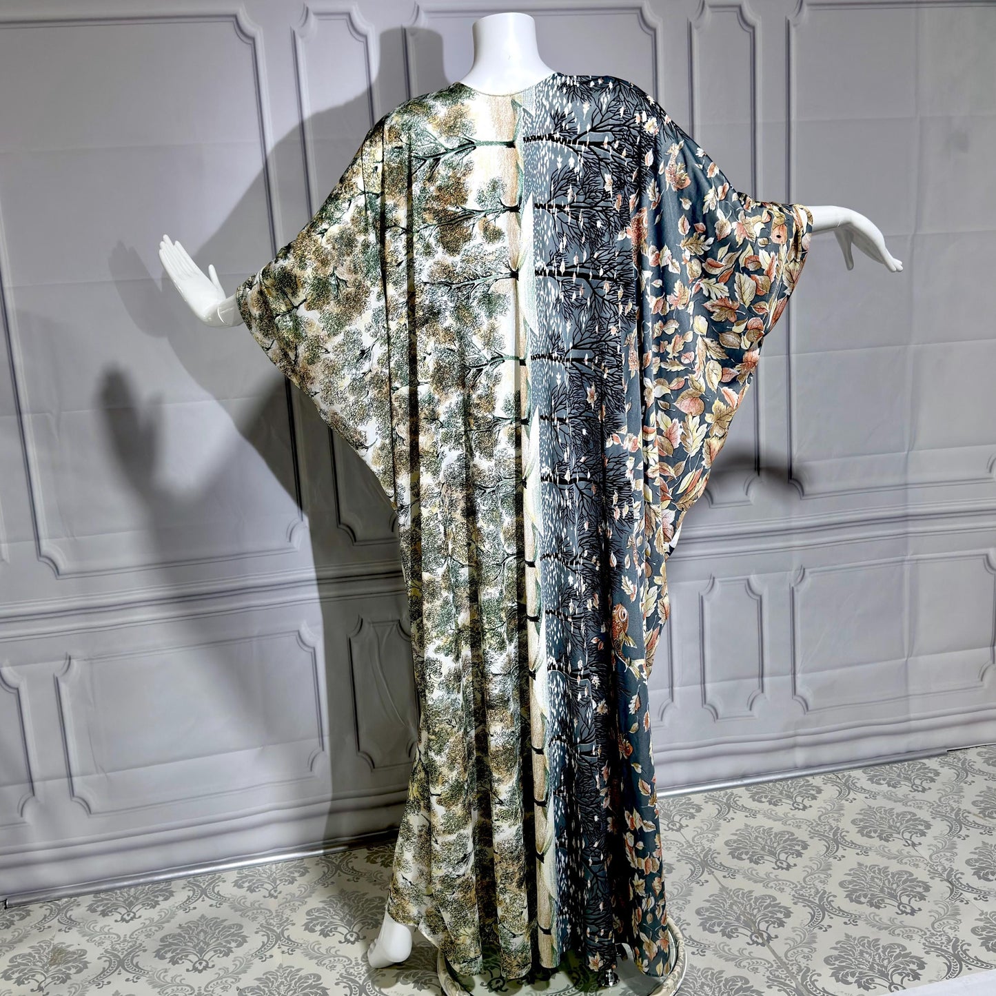 GEORGIE KEYLOUN Vintage 1960s Kaftan Dress, Op Art Koi Fish Party Hostess Caftan