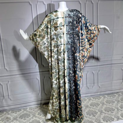 GEORGIE KEYLOUN Vintage 1960s Kaftan Dress, Op Art Koi Fish Party Hostess Caftan