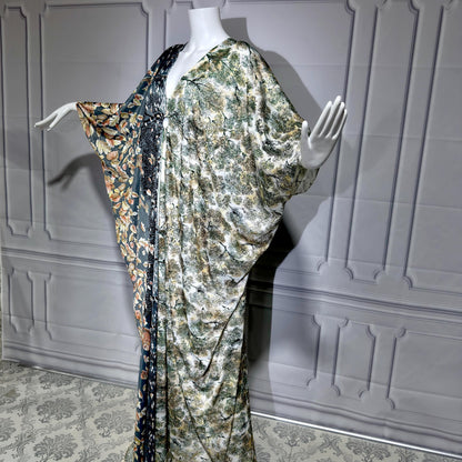 GEORGIE KEYLOUN Vintage 1960s Kaftan Dress, Op Art Koi Fish Party Hostess Caftan