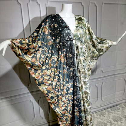 GEORGIE KEYLOUN Vintage 1960s Kaftan Dress, Op Art Koi Fish Party Hostess Caftan