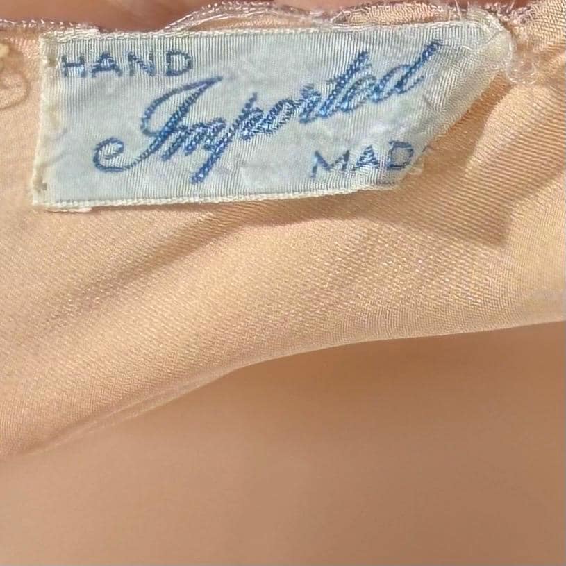 1930s vintage Nightgown slip dress, HAND MADE peach silk bias cut lingerie dress
