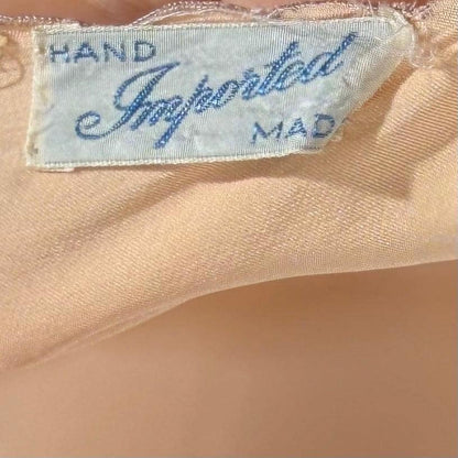 1930s vintage Nightgown slip dress, HAND MADE peach silk bias cut lingerie dress