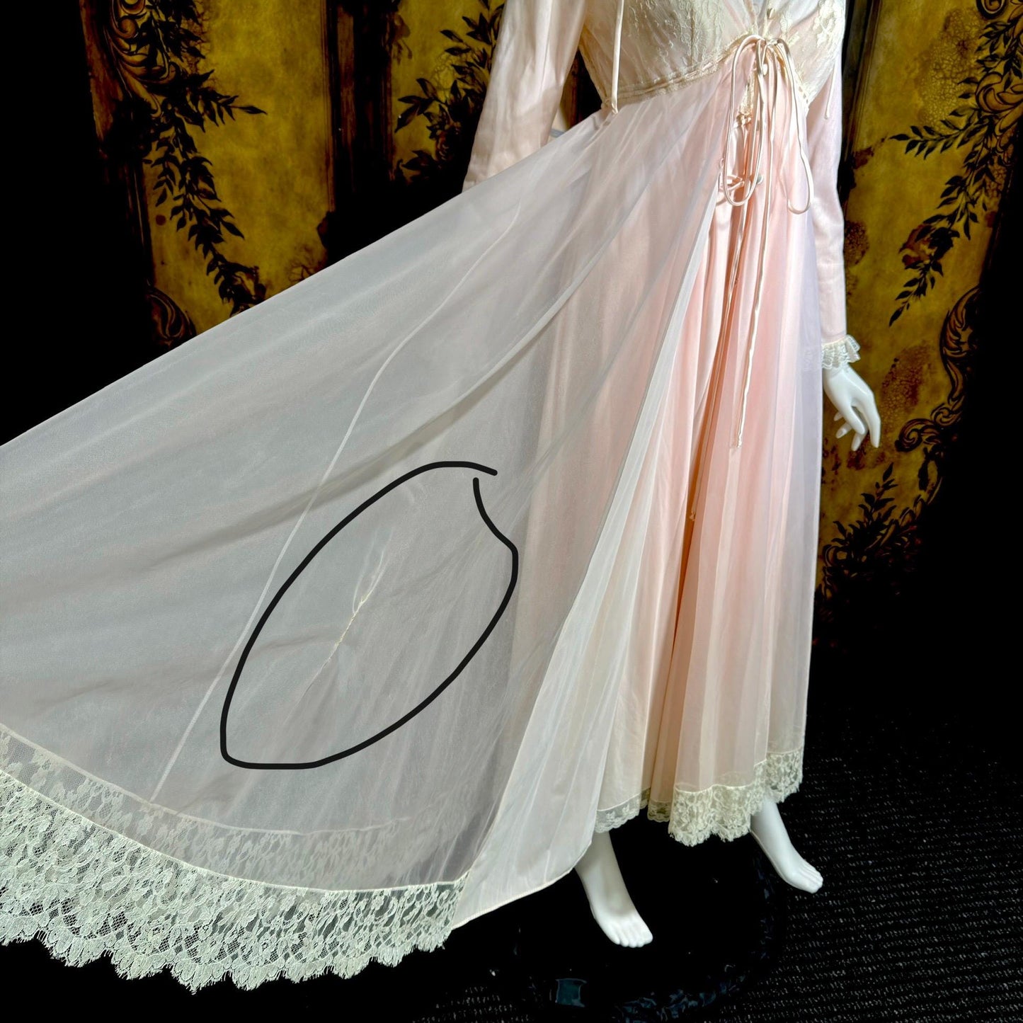 LUCIE ANN Vintage nightgown robe set, Claire Sandra peignoir set, 1960s pink long lingerie set