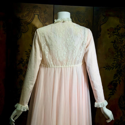 LUCIE ANN Vintage nightgown robe set, Claire Sandra peignoir set, 1960s pink long lingerie set