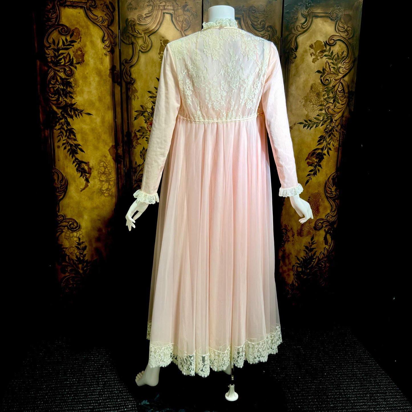 LUCIE ANN Vintage nightgown robe set, Claire Sandra peignoir set, 1960s pink long lingerie set
