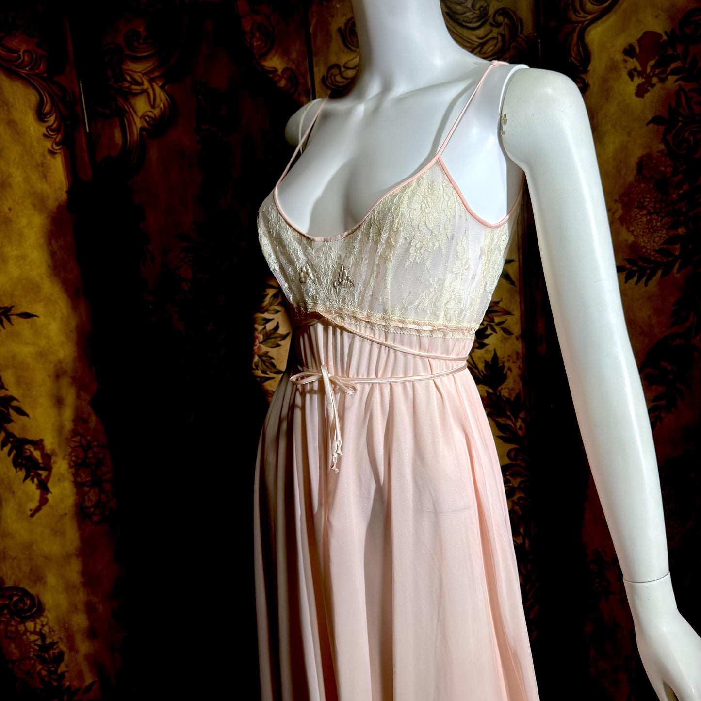 LUCIE ANN Vintage nightgown robe set, Claire Sandra peignoir set, 1960s pink long lingerie set