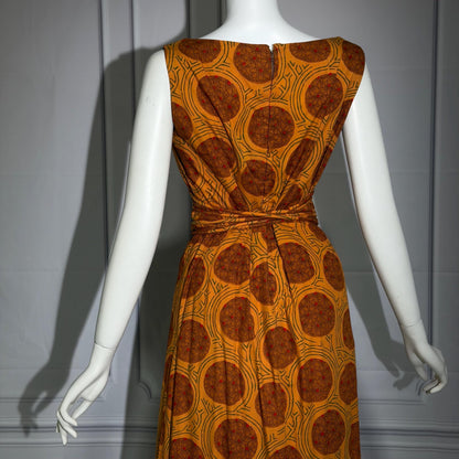 SIAM BOUTIQUE vintage 1960s evening maxi dress, cotton cocktail party dress, medium