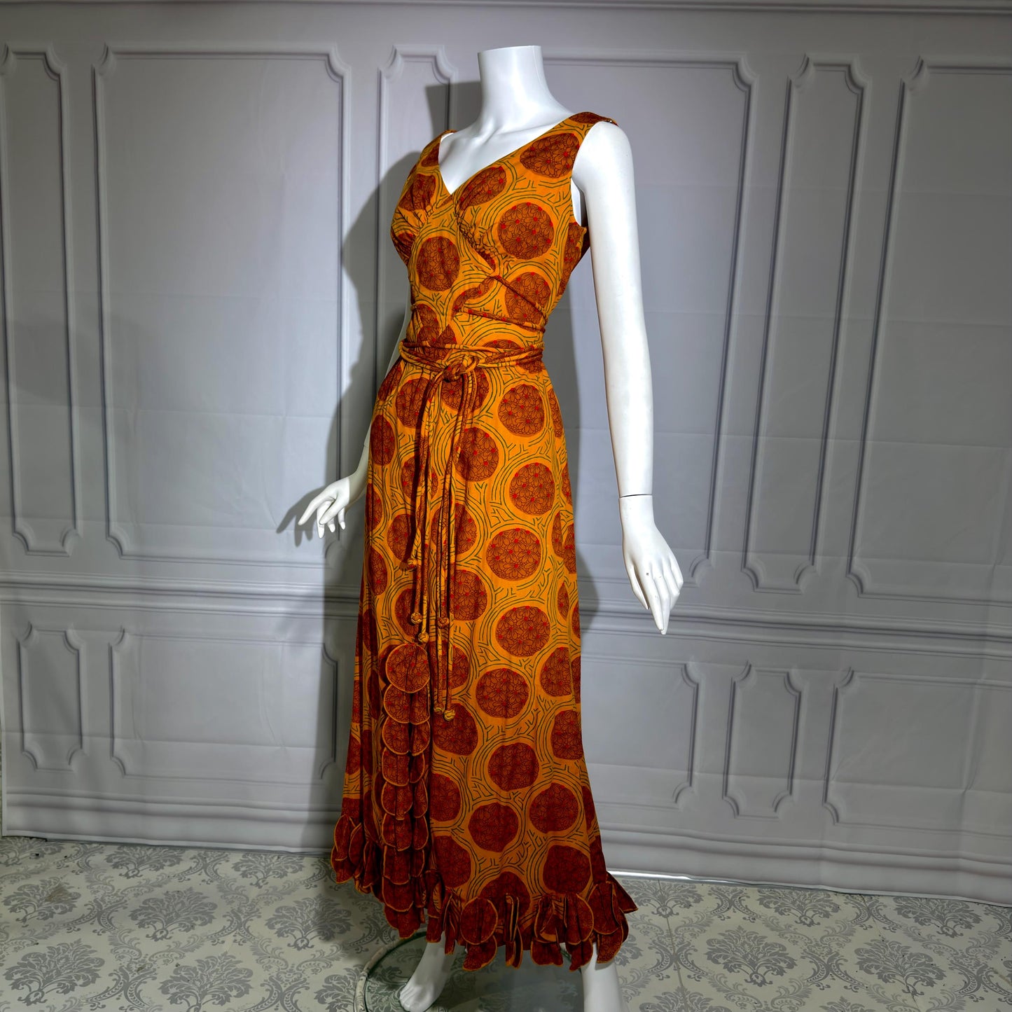 SIAM BOUTIQUE vintage 1960s evening maxi dress, cotton cocktail party dress, medium