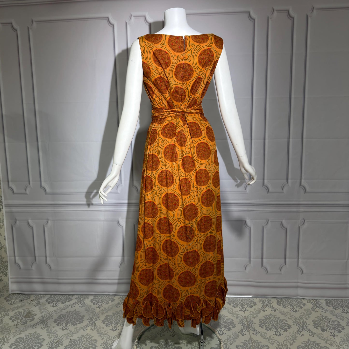 SIAM BOUTIQUE vintage 1960s evening maxi dress, cotton cocktail party dress, medium