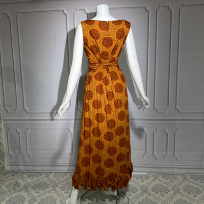 SIAM BOUTIQUE vintage 1960s evening maxi dress, cotton cocktail party dress, medium