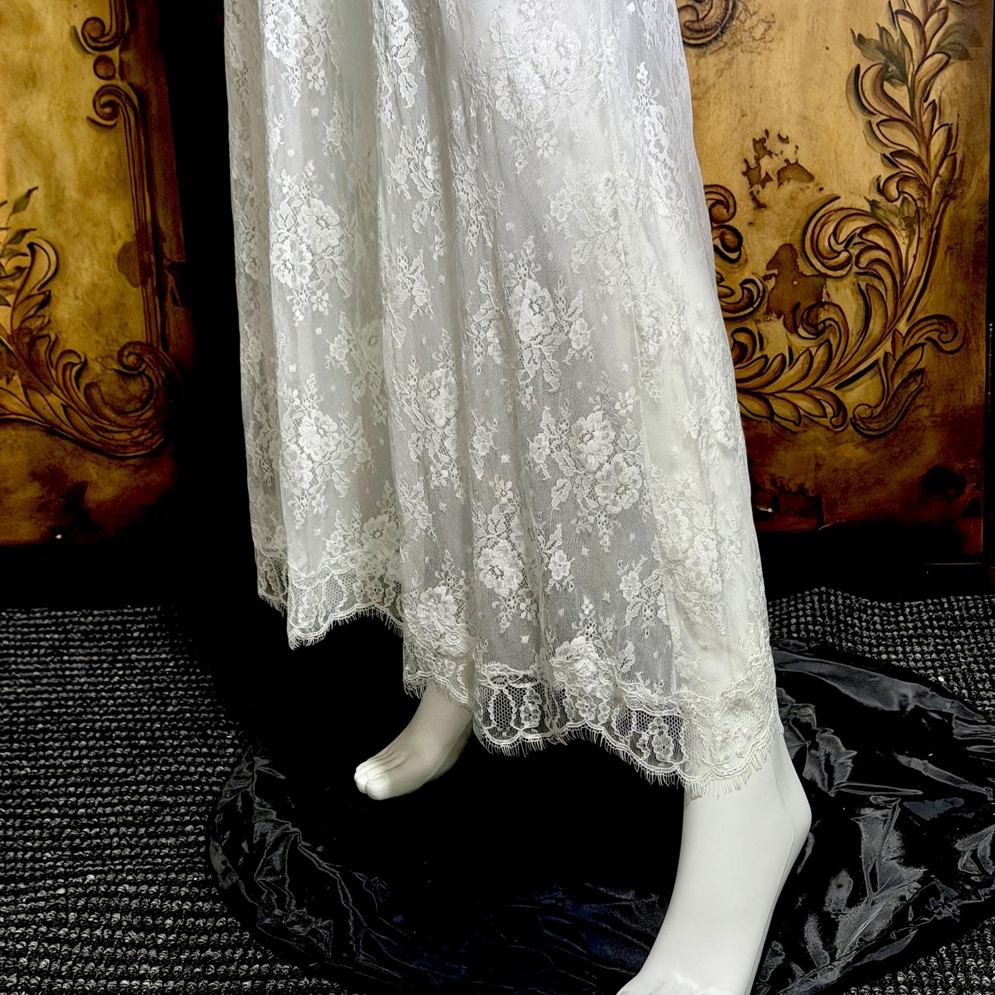 CLAIRE PETTIBONE vintage Y2K nightgown slip dress, snowy white lace bridal wedding lingerie gown