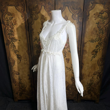 CLAIRE PETTIBONE vintage Y2K nightgown slip dress, snowy white lace bridal wedding lingerie gown