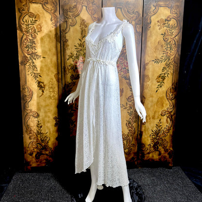 CLAIRE PETTIBONE vintage Y2K nightgown slip dress, snowy white lace bridal wedding lingerie gown