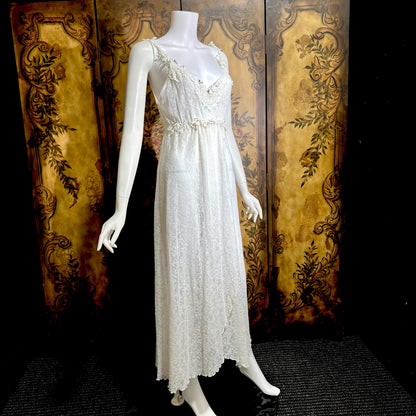 CLAIRE PETTIBONE vintage Y2K nightgown slip dress, snowy white lace bridal wedding lingerie gown