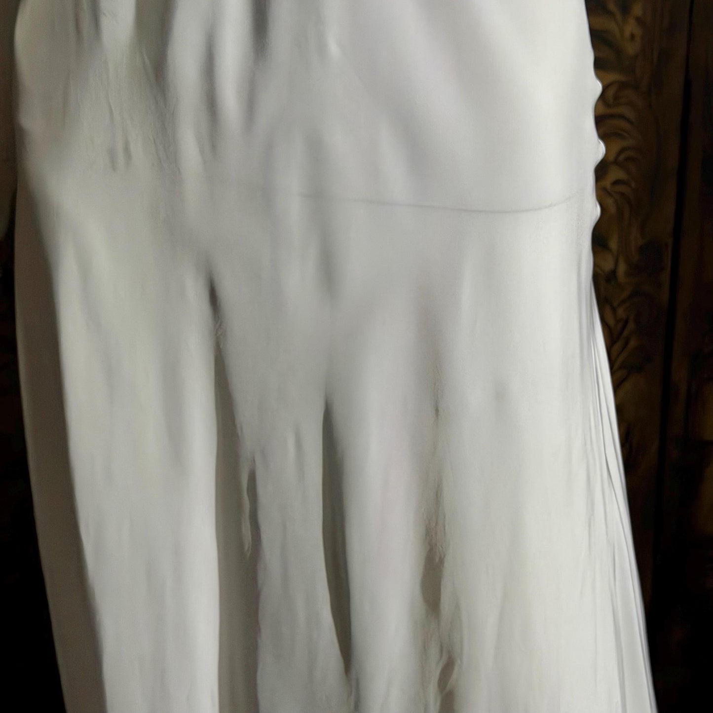 LAROS vintage 1940s nightgown slip dress, white bias cut rayon lingerie dress