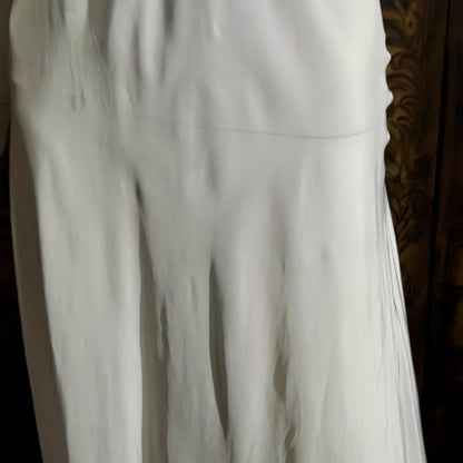 LAROS vintage 1940s nightgown slip dress, white bias cut rayon lingerie dress