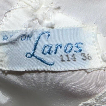 LAROS vintage 1940s nightgown slip dress, white bias cut rayon lingerie dress