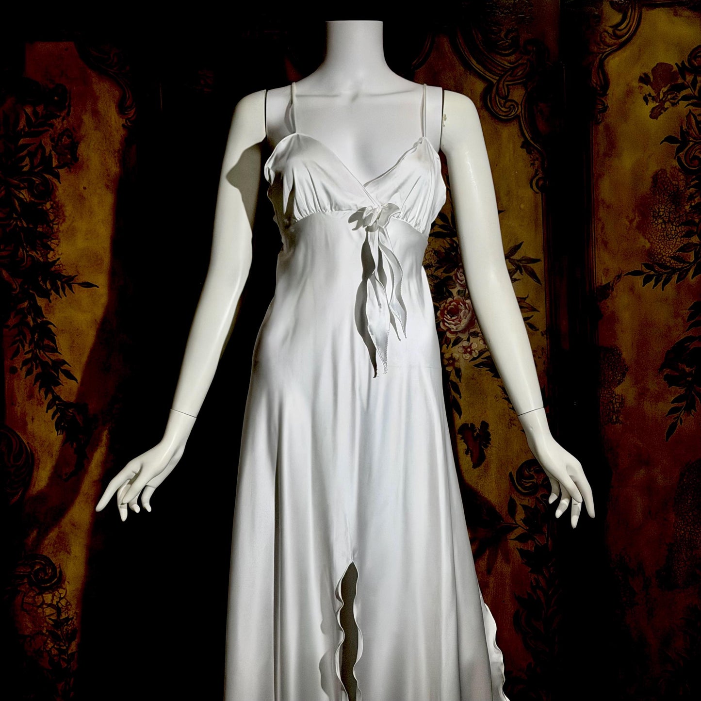 GEORGETTE TRABOLSI Vintage nightgown robe peignoir set, 1980s white lingerie dress set