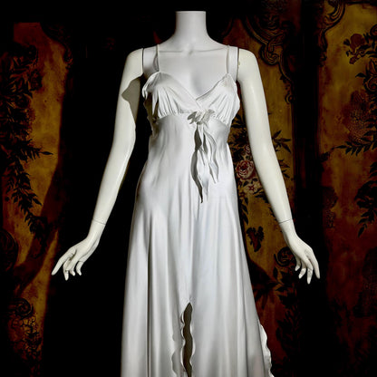 GEORGETTE TRABOLSI Vintage nightgown robe peignoir set, 1980s white lingerie dress set