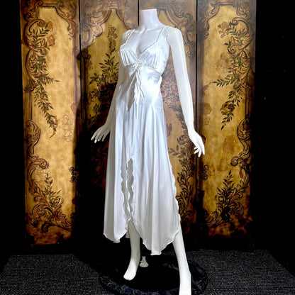 GEORGETTE TRABOLSI Vintage nightgown robe peignoir set, 1980s white lingerie dress set